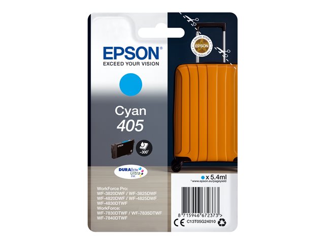 Epson 405 - 5.4 ml - cyan - original - blister with RF/acoustic alarm - ink cartridge - for WorkForce WF-7310, 7830, 7835, 7840, WorkForce Pro WF-3820, 3825, 4820, 4825, 4830