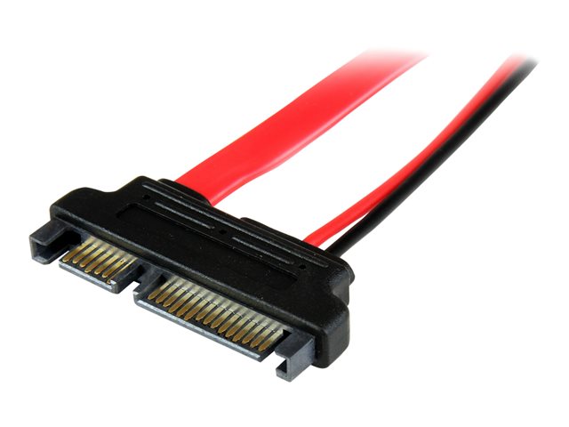 StarTech.com 6in Slimline SATA to SATA Adapter with Power - Slim SATA (F) to SATA (M) - Slimline Serial ATA to SATA (SLSATAADAP6) - SATA adapter - Serial ATA 150/300/600 - Slimline SATA (F) to SATA combo (M) - red