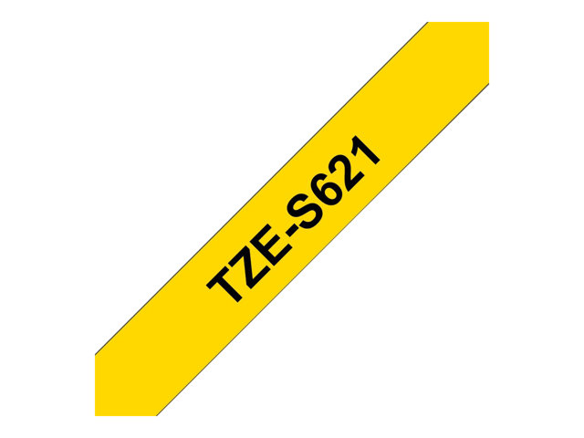 Brother TZe-S621 - Extra strength adhesive - black on yellow - Roll (0.9 cm x 8 m) 1 cassette(s) laminated tape - for Brother PT-D210, D600, H110, H200, P-Touch PT-1880, E310, H107, P-Touch Cube Plus PT-P710