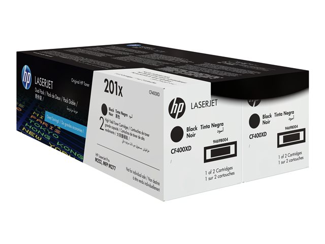 HP 201X - 2-pack - High Yield - black - original - LaserJet - toner cartridge (CF400XD) - for Color LaserJet Pro M252dn, M252dw, M252n, MFP M274n, MFP M277c6, MFP M277dw, MFP M277n
