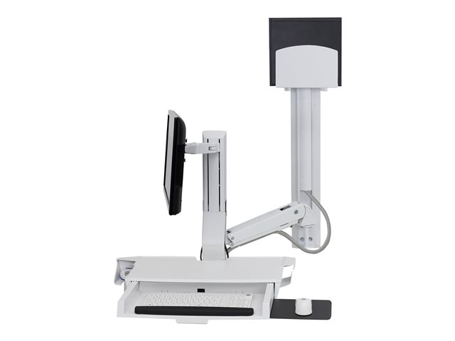 Ergotron SV Combo System with Worksurface & Pan, Medium CPU Holder - Mounting kit (CPU holder, wrist rest, wall mount bracket, track mount bracket kit, slide-out mouse tray, monitor mount, barcode scanner and mouse holder, combo arm, work surface wit