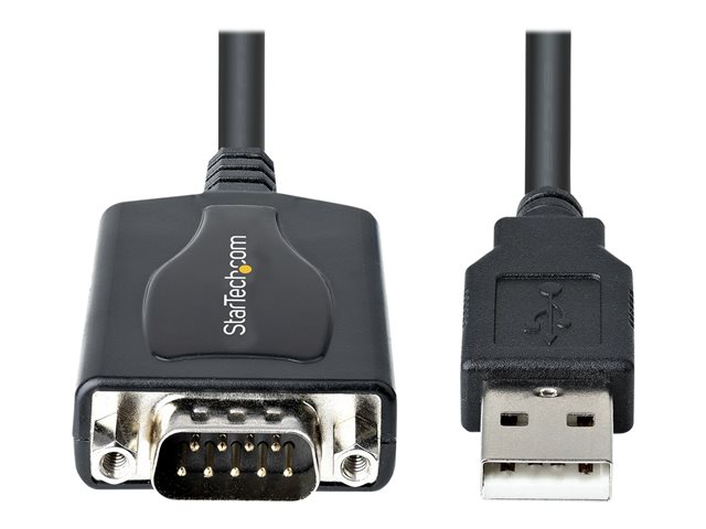 StarTech.com 3ft (1m) USB to Serial Cable with COM Port Retention, DB9 Male RS232 to USB Converter, Straight Through USB to Serial Adapter for PLC/Printer/Scanner - Prolific IC, Automatic Handshake, Windows/Mac OS - Serial adapter - USB - RS-232