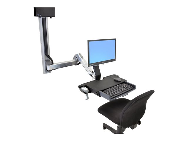 Ergotron StyleView Sit-Stand Combo Extender - Mounting component (extender arm, wall track mount, arm cover, attachment hardware) - for LCD display / PC equipment - aluminium, high-grade plastic - polished aluminium