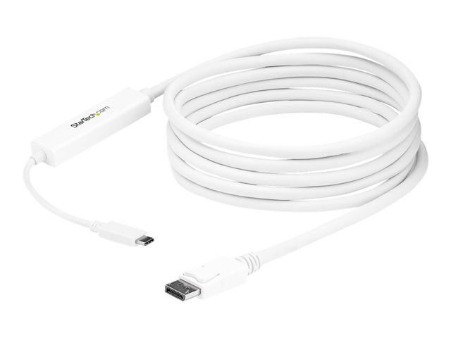 StarTech.com 9.8ft/3m USB C to DisplayPort 1.2 Cable 4K 60Hz, USB-C to DisplayPort Adapter Cable HBR2, USB Type-C DP Alt Mode to DP Monitor Video Cable, Compatible w/ Thunderbolt 3, White - USB-C Male to DP Male (CDP2DPMM3MW) - External video adapter - STM32F072CBU6 - USB-C - DisplayPort - white