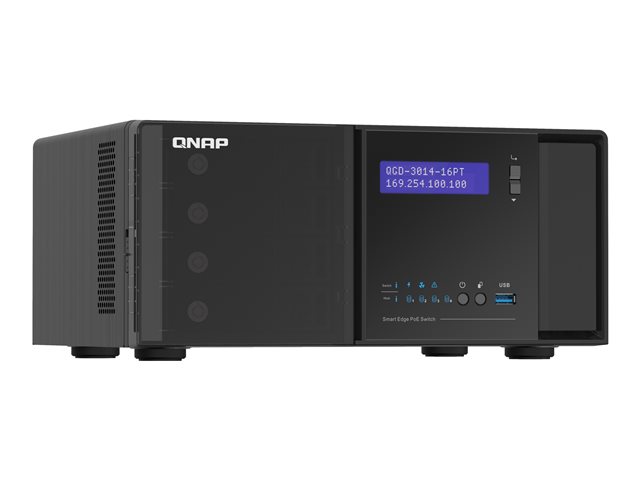 QNAP QGD-3014-16PT - Switch - smart - 16 x 10/100/1000 (PoE+) + 2 x combo Gigabit SFP - desktop - PoE+ (140 W)