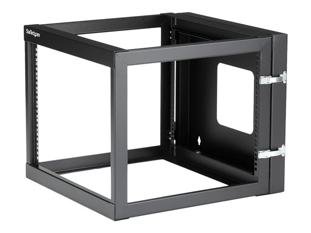 StarTech.com \"8U Hinged Open Frame Wall Mount Network Rack - 4-Post 22\"\" Depth Swing Out Computer Equipment Rack - 140lbs capacity (RK819WALLOH)\" - Rack - wall mountable - black - 8U - 22\"