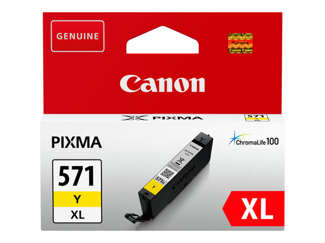Canon CLI-571Y XL - 11 ml - High Yield - yellow - original - ink tank - for PIXMA TS5051, TS5053, TS5055, TS6050, TS6051, TS6052, TS8051, TS8052, TS9050, TS9055
