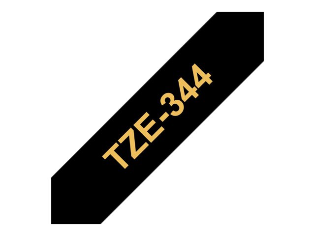 Brother TZe-344 - Standard adhesive - gold on black - Roll (1.8 cm x 8 m) 1 cassette(s) laminated tape - for Brother PT-D600, P750, P950, P-Touch PT-1880, D450, D800, E310, E550, E800, P900, P950