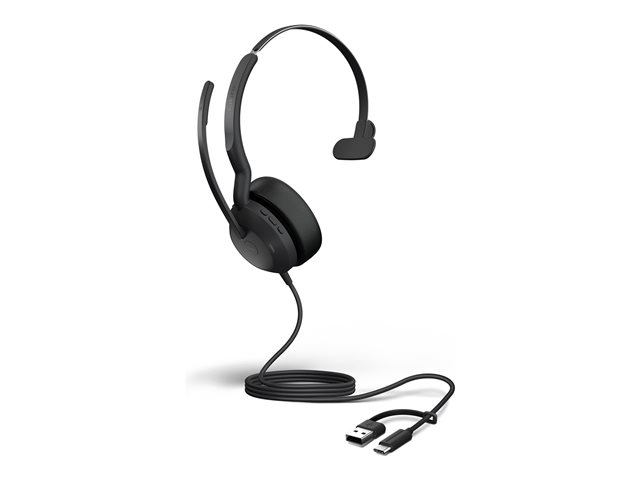 Jabra Evolve2 50 MS Mono - Headset - on-ear - wired - active noise cancelling - USB-C, USB-A - Certified for Microsoft Teams