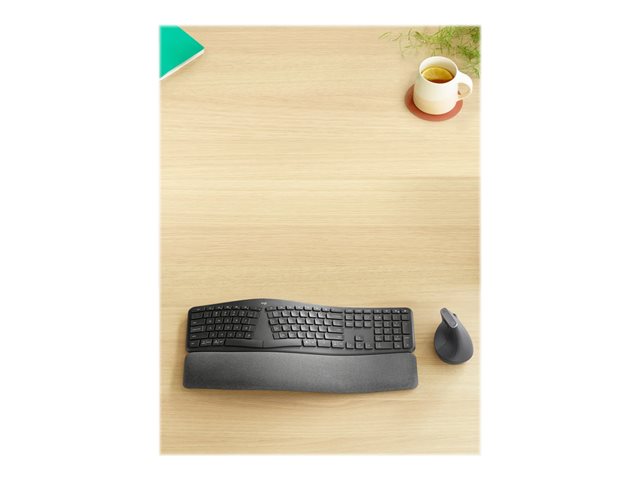 Logitech ERGO K860 - Keyboard - wireless - 2.4 GHz, Bluetooth 5.0 - QWERTY - UK - graphite