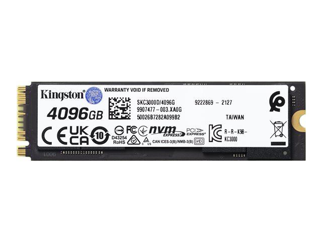 Kingston KC3000 - SSD - 4096 GB - internal - M.2 2280 - PCIe 4.0 (NVMe) - for Intel Next Unit of Computing 12 Pro Kit - NUC12WSKi5