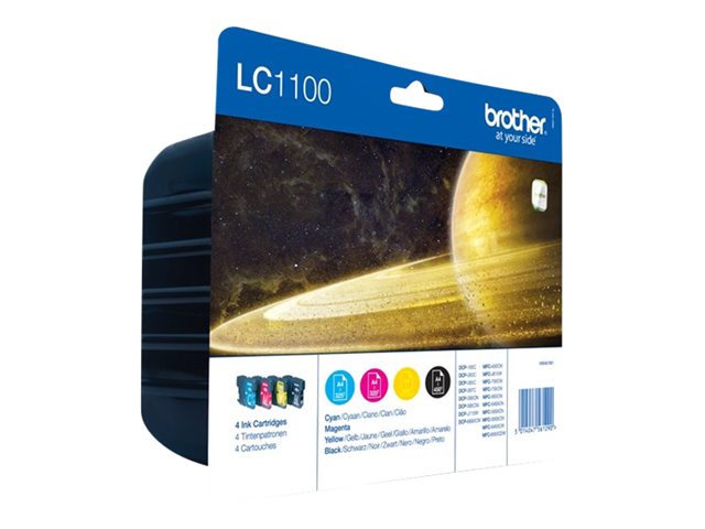 Brother LC1100 Value Pack - 4-pack - black, yellow, cyan, magenta - original - ink cartridge - for Brother DCP-185, DCP-385, DCP-6690, MFC-490, MFC-5490, MFC-5890, MFC-6490, MFC-990