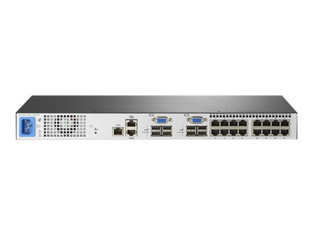 HPE KVM Console G3 Switch 0x2x16 - KVM switch - CAT5 - 16 x KVM port(s) - 2 local users - rack-mountable - for ProLiant DL20 Gen9, DL360p Gen8, DL580 Gen9, MicroServer Gen8, ML110 Gen9, ML350p Gen8