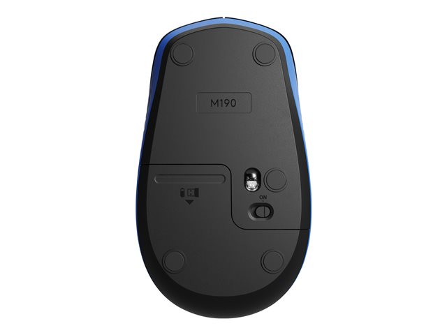 Logitech M190 - Mouse - optical - 3 buttons - wireless - USB wireless receiver - blue