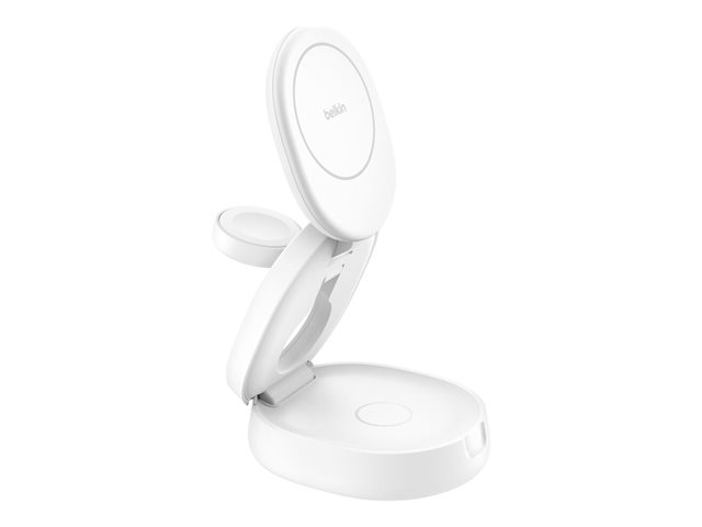 BOOSTCHARGE Qi2 15w Z-Fold 3in1 Charging Stand, White