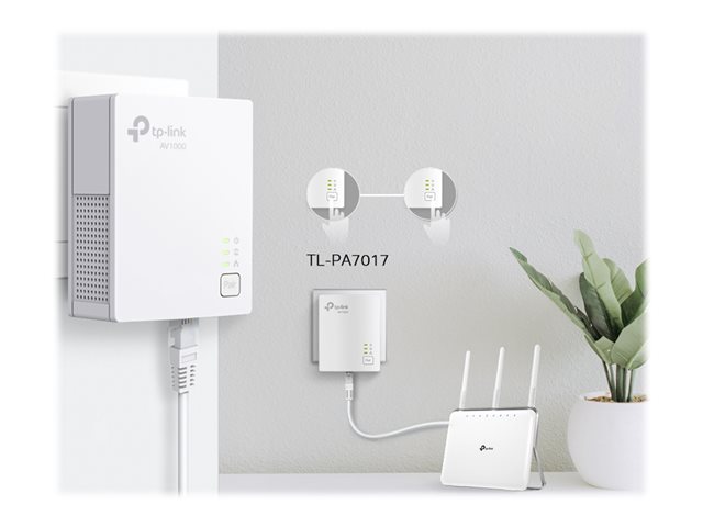 TP-Link TL-PA7017 KIT - V4 - Starter Kit - powerline adapter kit 1GbE, HomePlug AV (HPAV), HomePlug AV (HPAV) 2.0, IEEE 1901 - - wall-pluggable (pack of 2)
