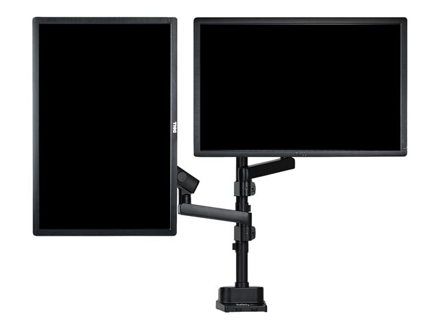 StarTech.com Desk Mount Dual Monitor Arm, Full Motion Monitor Mount for 2x VESA Displays up to 32\" (up to 17lb/8kg), Ergonomic Vertical Stackable Arms, Articulating, Height Adjustable - Pole Mount, C-Clamp/Grommet (ARMDUALPIVOT) - Mounting kit (2 mon