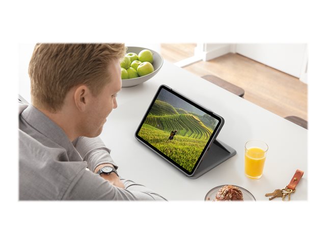 Logitech Folio Touch - Keyboard and folio case - with trackpad - backlit - Apple Smart connector - QWERTY - UK - oxford grey - for Apple 10.9-inch iPad Air (4th generation, 5th generation)