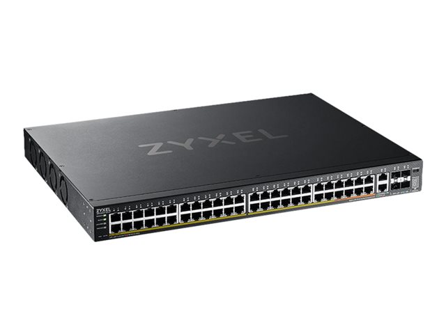 Zyxel XGS2220 Series XGS2220-54HP - Switch - 48-port GbE L3 access, NebulaFLEX Cloud, with 6 10G uplink - Managed - 40 x 10/100/1000 (PoE+) + 8 x 10/100/1000 (PoE++) + 2 x 1/2.5/5/10 (PoE++) + 4 x 10 Gigabit SFP+ - desktop, rack-mountable - PoE++ (600 W)