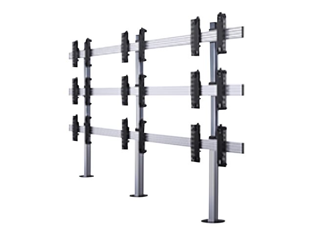 B-TECH System X BT8372 - Stand - bolt-down - for 3x3 video wall - black with silver column - screen size: 46\"-55\" - mounting interface: up to 600 x 400 mm