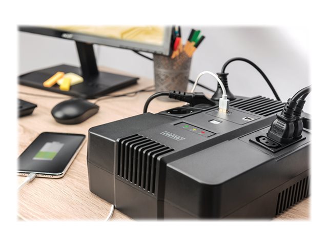 ALL-IN-ONE UPS 600VA/360W LED 12V/7AH X1 4X CEE 7/7 3X IEC C13 USB RJ45
