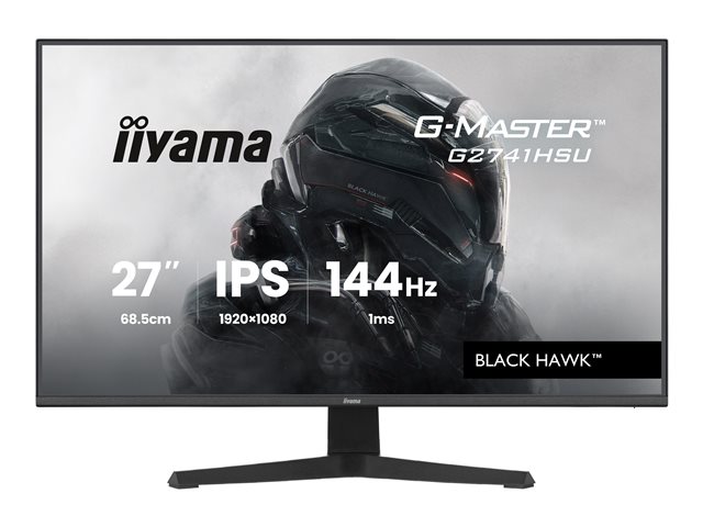 27\"WIDE LCD, G-Master Black Hawk, 1920 x 1080, 144 Hz IPS panel, LED Bl., Freesync,  USB-Hub(2xOut v2.0),  350 cd/m², 1500:1 Static Contrast, 80.000.000:1 ACR, Speakers, DisplayPort, HDMI, 1ms(MPRT), Black Tuner