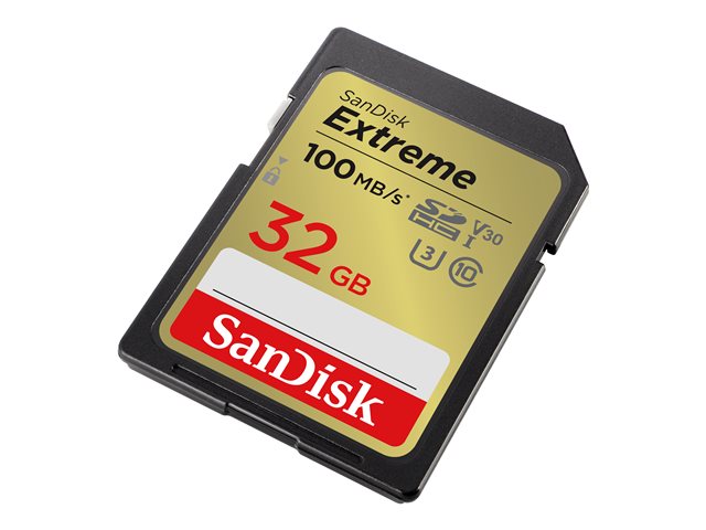 SanDisk Extreme - Flash memory card - 32 GB - Video Class V30 / UHS-I U3 / Class10 - SDHC UHS-I