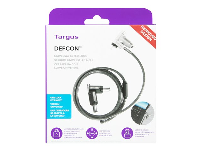 Targus DEFCON Ultimate - Security cable lock - universal keyed, with adaptable lock head - silver - 2 m