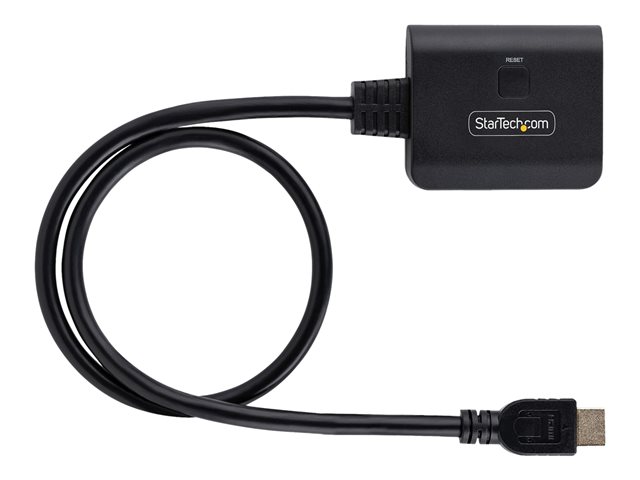 StarTech.com 2-Port HDMI Splitter, 4K 60Hz HDMI 2.0 Video, 4K HDMI Splitter 1 In 2 Out, 1x2 HDMI Display/Output Splitter, HDR/HDCP - 20in (50cm) Built-in HDMI Cable, Powered via USB or Included Power Supply (HDMI-SPLITTER-4K60UP) - Video/audio splitter - desktop