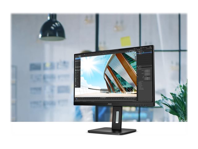 AOC Q24P2Q - LED monitor - 23.8\" - 2560 x 1440 QHD @ 75 Hz - IPS - 250 cd/m² - 1000:1 - 4 ms - HDMI, VGA, DisplayPort - speakers - black