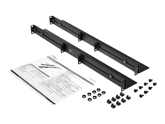 StarTech.com 1U 19 inch Server Rack Rails, 24-36 inch Adjustable Depth, Universal 4 Post Rack Mount Rails, Network Equipment/Server/UPS Mounting Rail Kit, HPE ProLiant, Dell PowerEdge - 4 Post Rack Rails (UNIRAILS1UB) - Rack rail kit - rack mountable - black - 1U - 19\" - for P/N: RK1536BKF, RK1836BKF