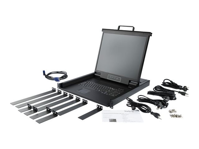 StarTech.com Rackmount KVM Console, Single Port VGA KVM with 19\" LCD Monitor for Server Rack, Fully Featured Universal 1U LCD KVM Drawer with Cables & Hardware, USB Support, 50,000 MTBF - LCD KVM Concole Drawer (RKCONS1901) - KVM console - USB - 19\" - rack-mountable - 1280 x 1024 - 250 cd/m² - 1000:1 - VGA - black - 1U