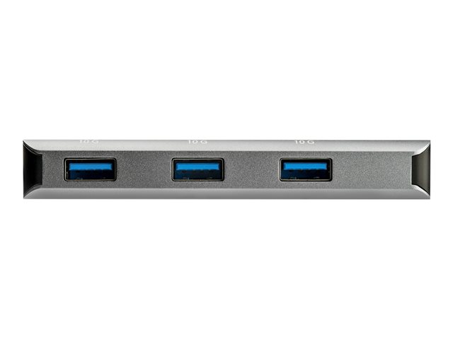 StarTech.com 3 Port 10Gbps USB C Hub with SD Card Reader, 3x USB-A & 1x SD Slot, Portable USB 3.1/3.2 Gen 2 Type C Adapter Hub, Laptop Hub, USB Bus Powered, Thunderbolt 3 Compatible - Windows/macOS/Linux (HB31C3ASDMB) - Hub - 1 x USB-C + 3 x USB 3.1 - desktop - for P/N: PEXUSB321C