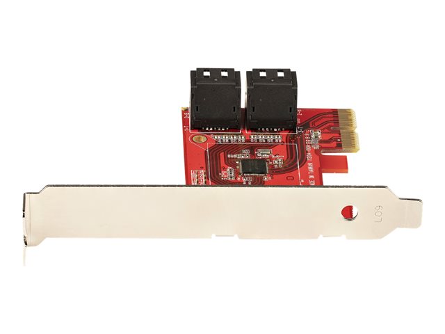 StarTech.com SATA PCIe Card, 4 Port PCIe SATA Expansion card, 6Gbps SATA Card, Low/Full Profile, SATA Stacked Connectors, ASM1164 Non-Raid SATA Controller Card - PCI Express to SATA Converter - Storage controller - SATA 6Gb/s - low profile - PCIe 3.0 x2 - red