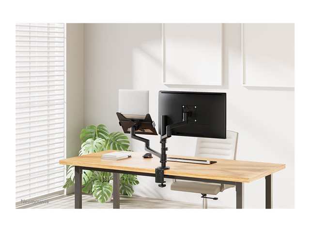 Neomounts DS20-425BL2 - Mounting kit (desk clamp mount, desk grommet, notebook tray, monitor arm, VESA adapter, notebook tray arm) - full-motion adjustable arm - for LCD display / notebook - steel - black - screen size: 17\"-27\" (LCD display) / 11.6\"-17.3\" (notebook)