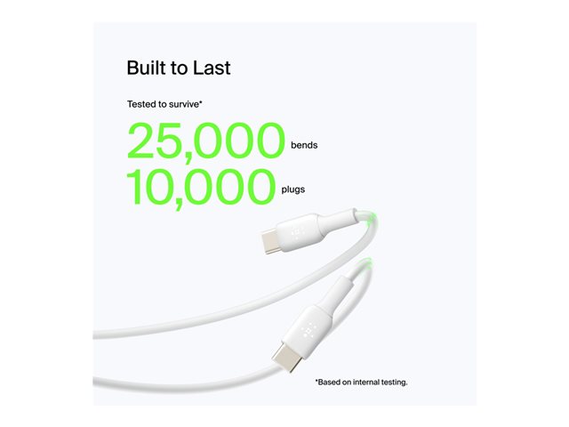 Belkin BoostCharge - USB cable - 24 pin USB-C (M) to USB (M) - 3 m - white