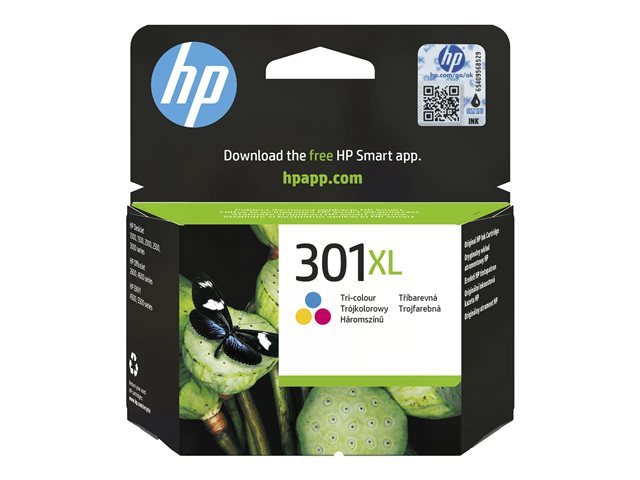 HP 301XL - 6 ml - High Yield - colour (cyan, magenta, yellow) - original - ink cartridge - for HP DeskJet 1000, 1010, 1050 AiO, 1050A AiO, 1510 AiO, 2000, 2050 AiO, 2050A AiO, 2510 AiO, 2540 AiO, 3000, 3050 AiO, 3050A eAiO, 3510 eAiO series, HP ENVY 4500 eAiO, 5530 eAiO series, HP OfficeJet 2620 AiO, 4630 eAiO series