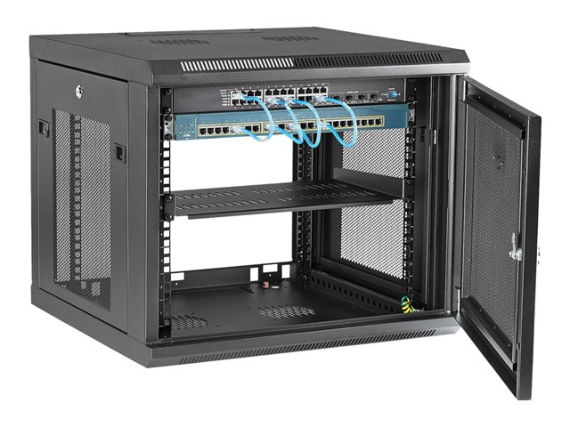 StarTech.com \"9U Wall Mount Server Rack Cabinet - 4-Post Adjustable Depth (2\"\" to 19\"\") Network Equipment Enclosure with Cable Management (RK920WALM)\" - Rack enclosure cabinet - wall mountable - black - 9U