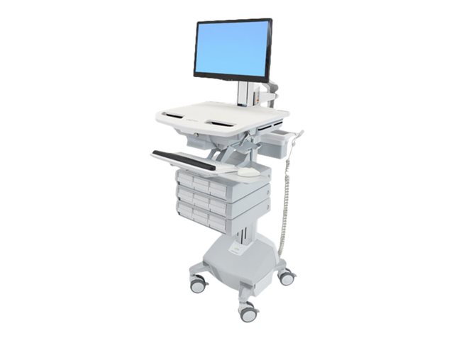 Ergotron StyleView - Cart - open architecture - for LCD display / PC equipment - medical - plastic, aluminium, zinc-plated steel - grey, white, polished aluminium - screen size: up to 24\" - output: AC 230 V - 40 Ah - lithium - TAA Compliant