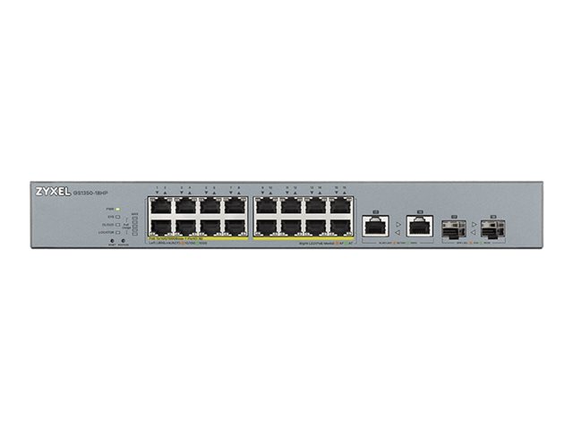 Zyxel GS1350-18HP - Switch - smart - 16 x 10/100/1000 (PoE+) + 2 x combo Gigabit Ethernet/Gigabit SFP - desktop - PoE+ (250 W)