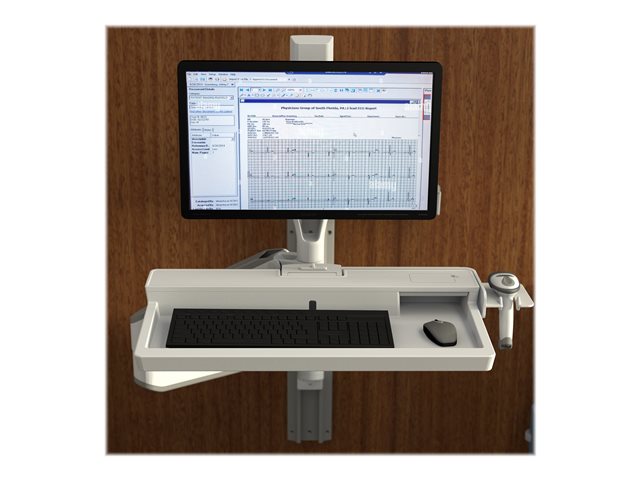 Ergotron CareFit Combo Arm - Mounting kit (articulating arm, keyboard tray, wall mount base, track mount adapter) - modular - for LCD display / PC equipment - plastic, aluminium - white - screen size: up to 27\" - wall-mountable