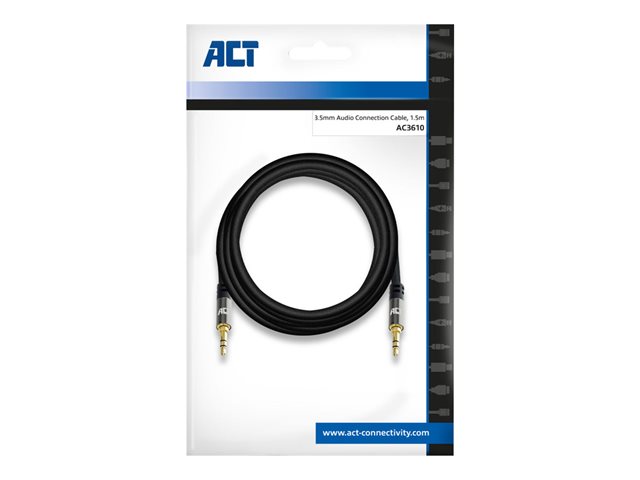 Audiokabel - mini-phone stereo 3.5 mm male naar mini-phone stereo 3.5 mm male - 1.5 m - beschermd - zwart