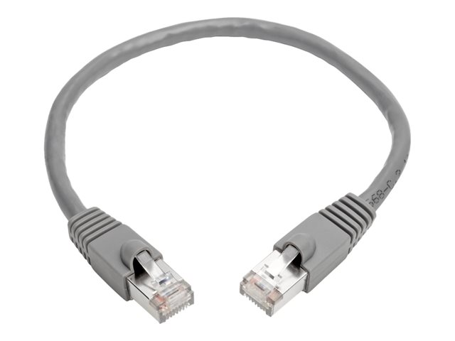 Cat6a 10G-Certified Snagless Shielded STP Ethernet Cable RJ45 M/M PoE Gray 1 ft. 0.31 m