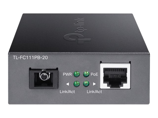 TP-Link TL-FC111PB-20 V2 - Fibre media converter - 100Mb LAN - 10Base-T, 100Base-TX, WDM - SC single-mode / RJ-45 - up to 20 km - 1550 (RX) / 1310 (TX) nm