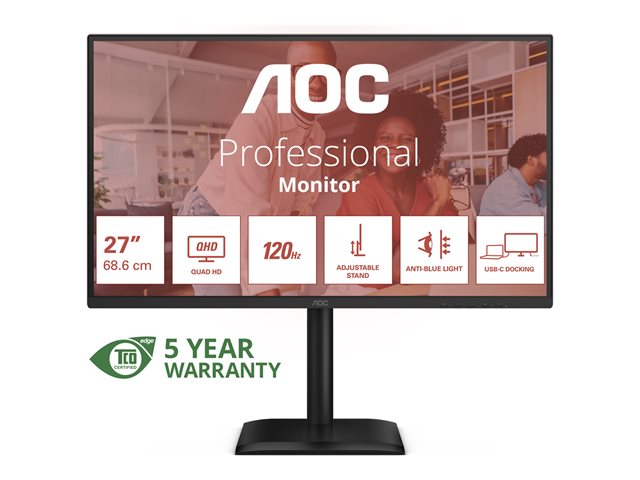 27' 16:9 IPS 120Hz 2560x1440 HAS 150mm   HDMI x 1x 2.0 DP x 1x 1.4 1 x USB-C (DP Alt Mode, USB3.2 Gen 1, 5G, w/adaptive Sync)