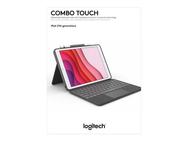 Logitech Combo TouchKeyboard and folio casewith trackpadbacklitApple Smart connectorAzerty FRgraphitefor iPad (7th gen)