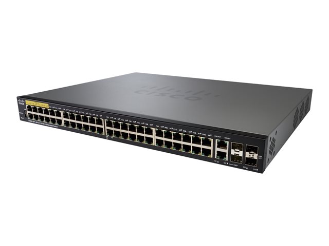 Cisco Small Business SF350-48P - Switch - L3 - Managed - 48 x 10/100 (PoE+) + 2 x 10/100/1000 + 2 x combo Gigabit SFP - rack-mountable - PoE+ (382 W)