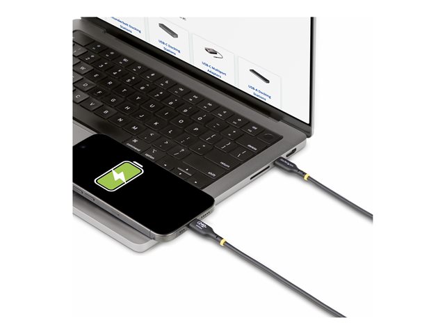 StarTech.com 4m USB C Charging Cable, USB-IF Certified USB-C Cable, 240W - USB cable - 24 pin USB-C (M) to 24 pin USB-C (M) - USB 2.0 - 48 V - 5 A - 4 m - extended power range (EPR), Power Delivery 3.1 support, halogen-free, passive - black