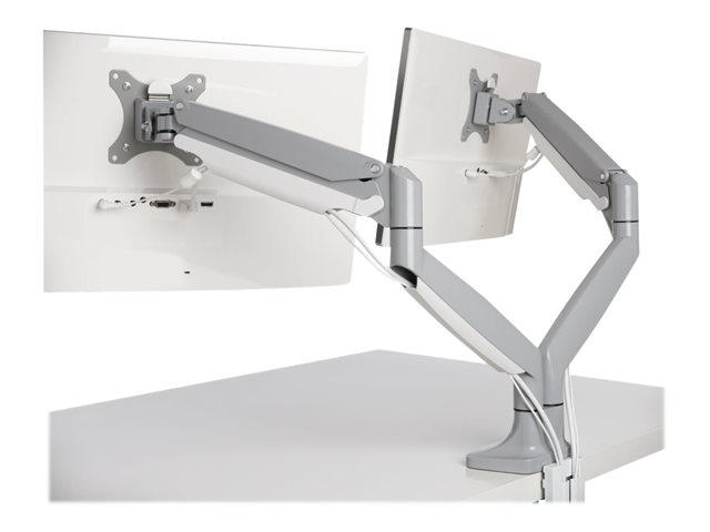 Kensington SmartFit One-Touch Dual Monitor Arm - Mounting kit - adjustable arm - for 2 monitors - metal - silver grey - screen size: 13\"-32\" - C-clamp, grommet, desk-mountable