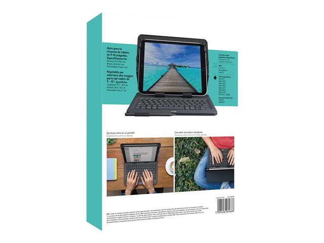 Logitech Universal - Keyboard and folio case - wireless - Bluetooth 3.0 - AZERTY - French